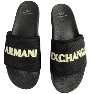 Armani Exchange Men's Black and White Mesh Sandals 8.5